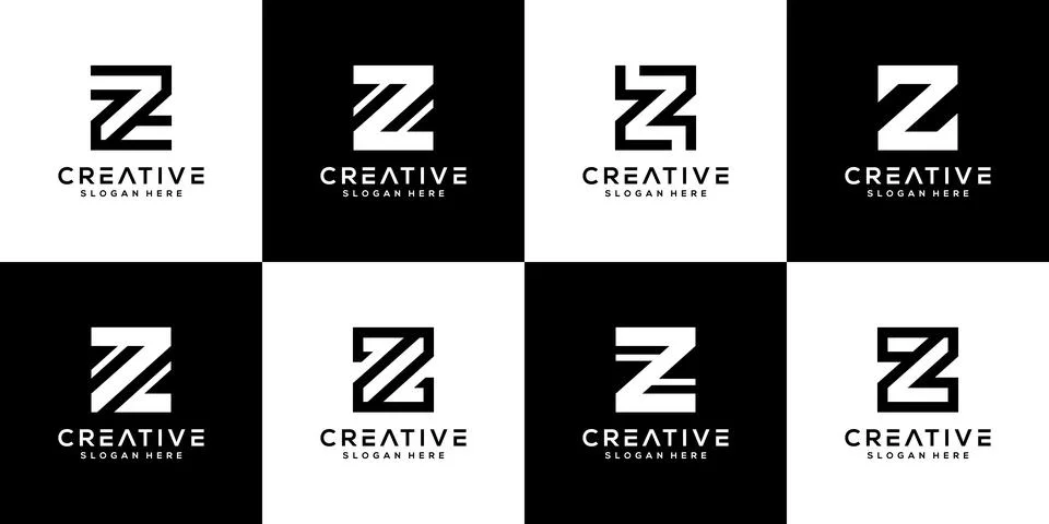 Set of initial Z Letter Logo vector Template Illustrazione stock