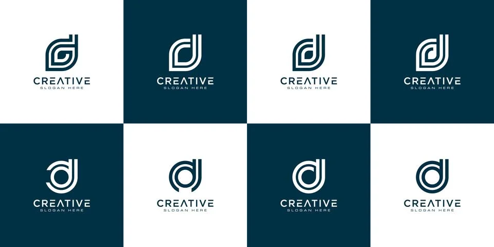 Set of initials D logo vector design template Stock Illustration