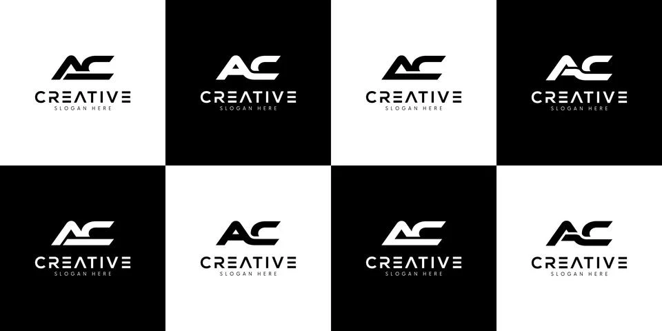 Set of initials letter AC logo design Stock Illustration