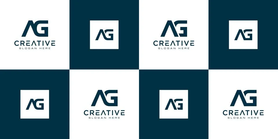 Set of initials letter AG abstract logo Stock Illustration