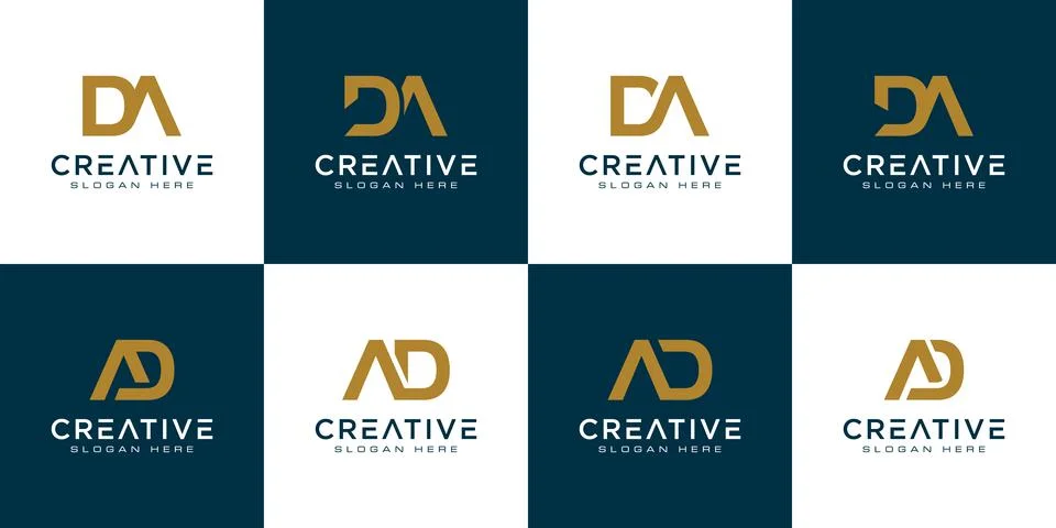 Set of initials letter D and A abstract logo Stock Illustration