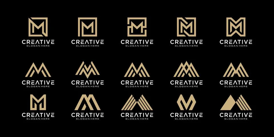 Set of initials letter M abstract logo vector design Stock Illustration