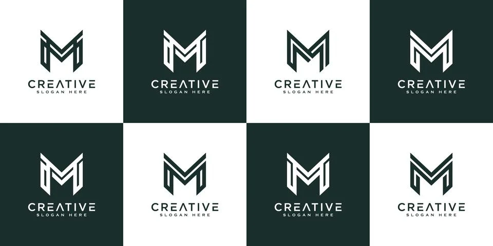 Set of initials letter M abstract logo vector design Stock Illustration