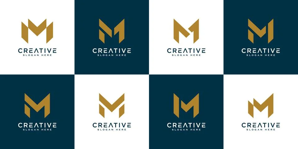 Set of initials letter M abstract logo vector design Stock Illustration