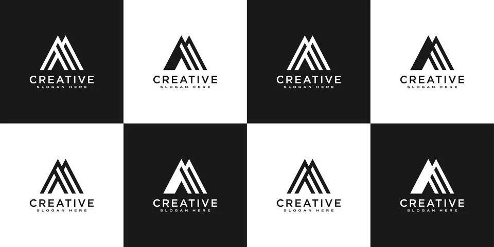 Set of initials letter M abstract logo vector design Stock Illustration
