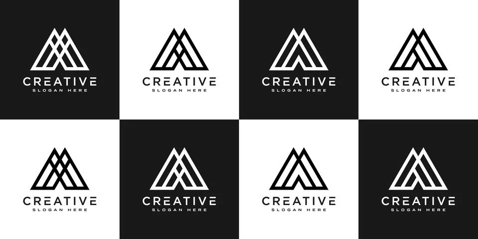 Set of initials letter M abstract logo vector design Stock Illustration