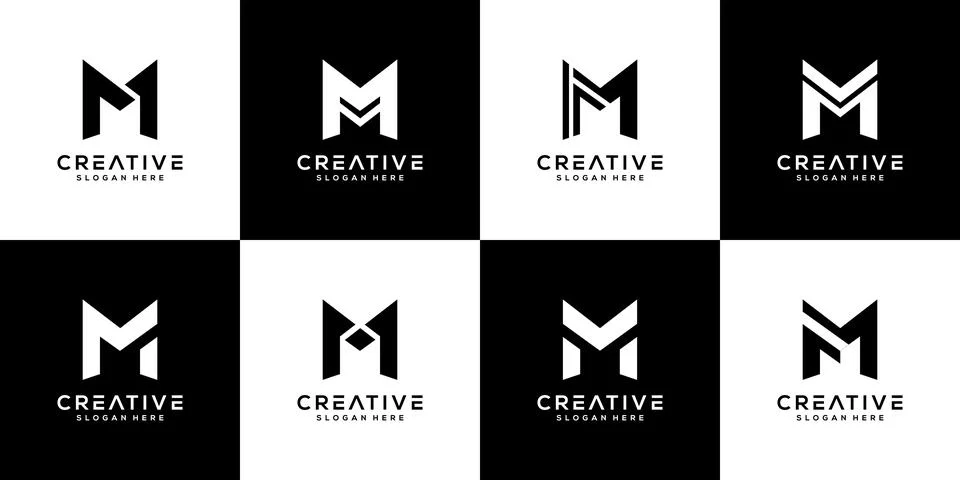 Set of initials letter M abstract logo vector design Stock Illustration