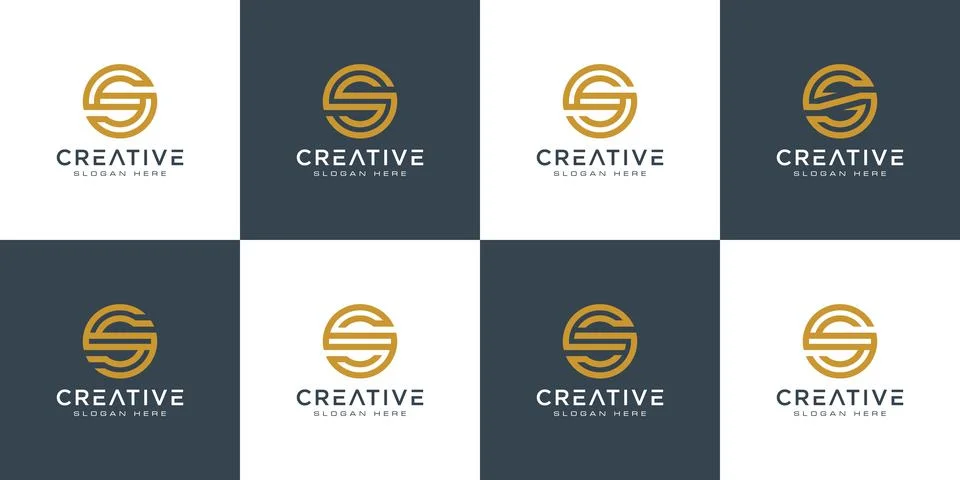 Set of initials letter S abstract logo vector design Stock Illustration