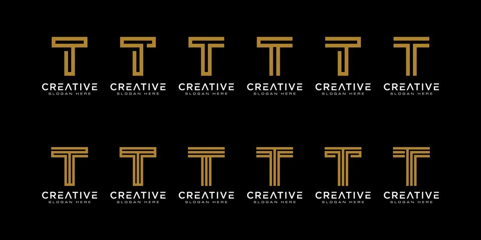 Set of initials letter T abstract logo Illustrazione stock
