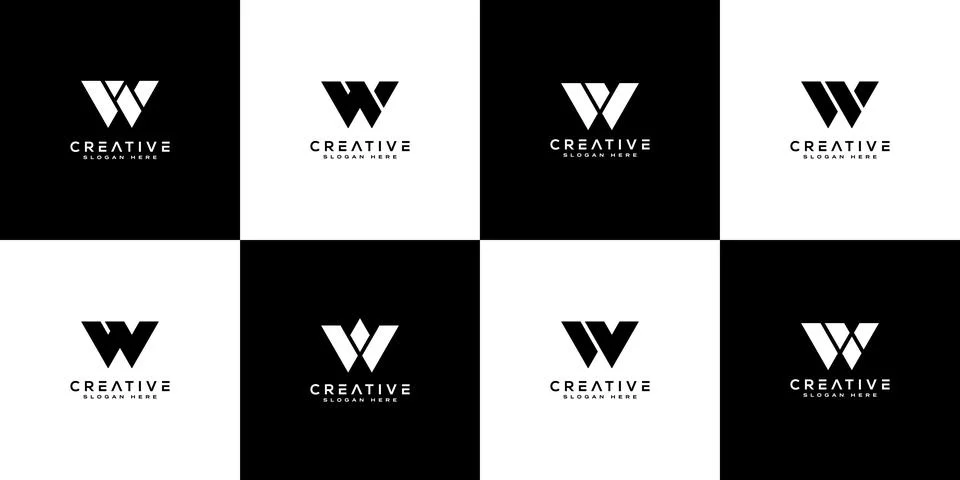 Set of initials letter W abstract logo vector design Stock Illustration