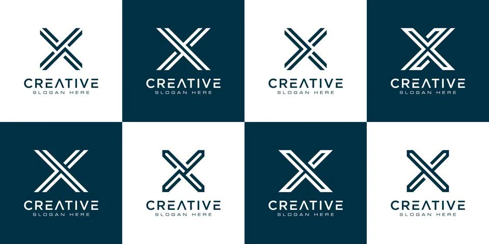 Set of initials letter X abstract logo Stock Illustration
