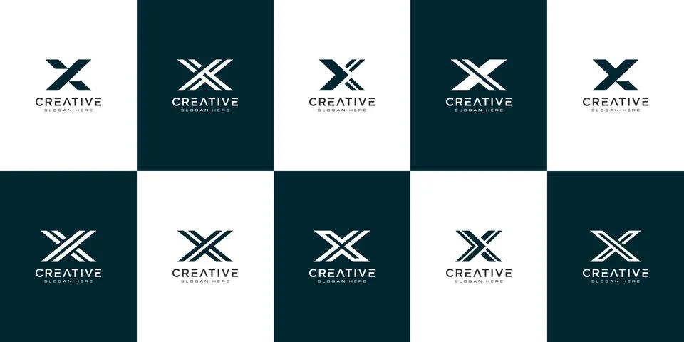 Set of initials letter X abstract logo vector design Stock Illustration