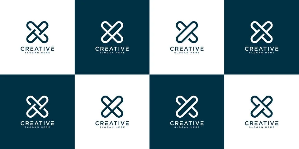 Set of initials letter X abstract logo Stock Illustration
