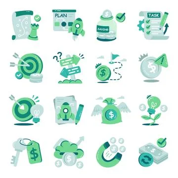 Set of Initiation Flat Icons Stock Illustration