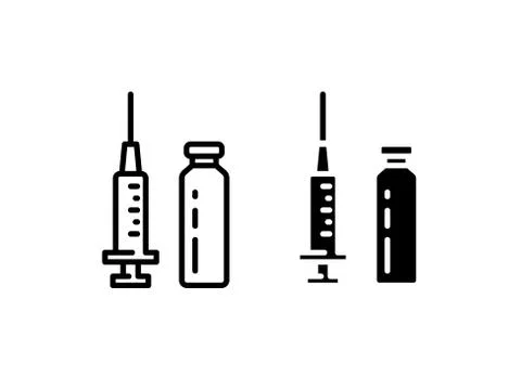 Set injection vector icon outline and glyph style Stock Illustration