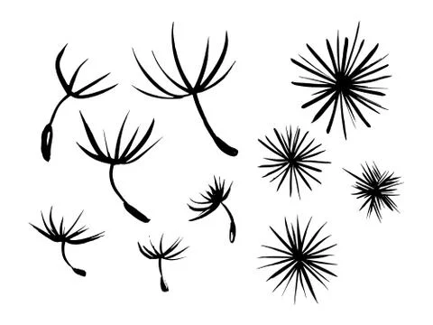 Set ink abstract umbrellas drawn by hand. Stock Illustration