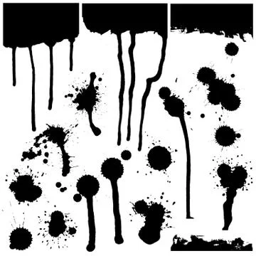 A set of ink blots of various shapes. Vector. Stock Illustration