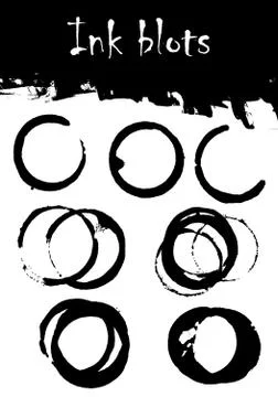 A set of ink blots of various shapes. Vector. Stock Illustration