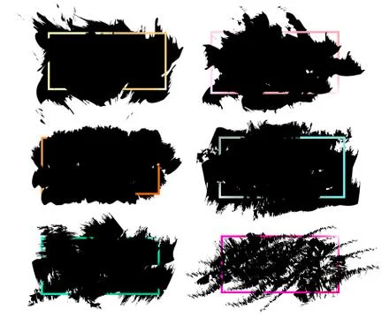 Set Ink brush strokes with rough edges. Creative discount cards. Stock Illustration