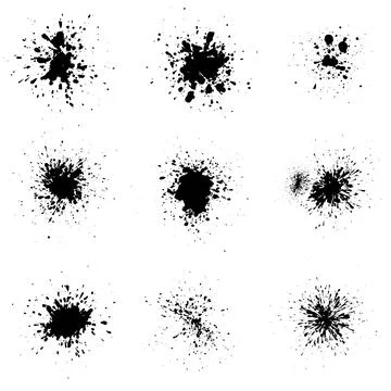 Set of ink drops and splashes isolated on white イラスト素材