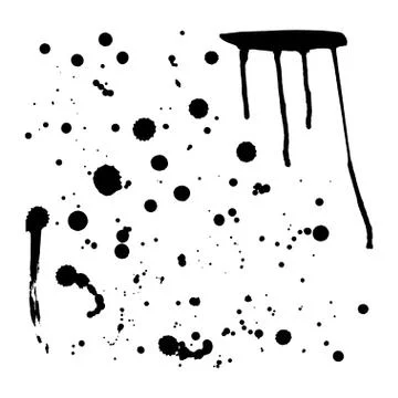 A set of ink drops on paper. Stock Illustration