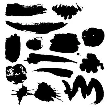Set of ink hand-drawn blots Stock Illustration