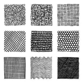 Set of ink hand drawn vector design elements. Stock Illustration