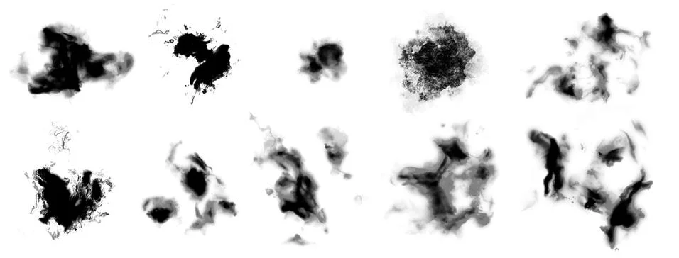 Set of Ink Splashes isolated on white background Stock Illustration