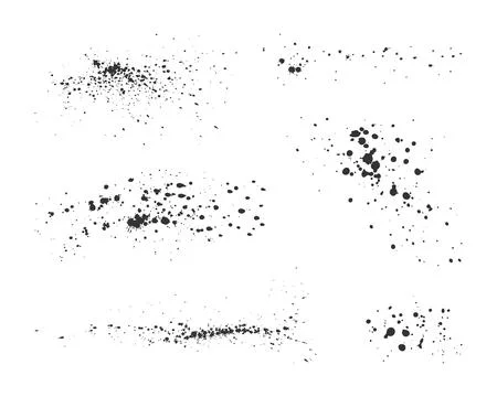 Set of ink splatters, drops, stains and splashes isolated on a white backgrou Stock Illustration
