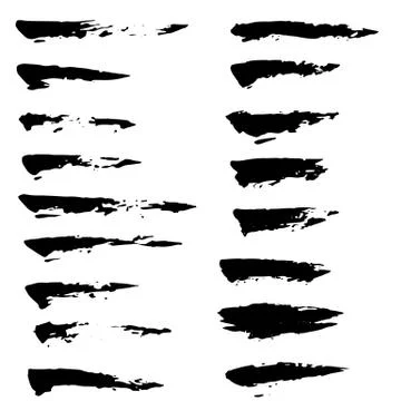 Set of ink vector brush strokes. Vector illustration. Grunge hand drawn Stock Illustration