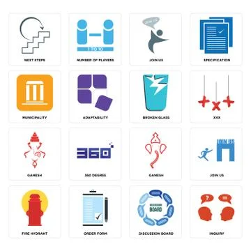 Set of inquiry, discussion board, fire hydrant, ganesh, broken glass, municip Free Stock Illustration