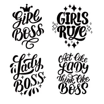 Set of inscriptions in vector graphics about girls Stock Illustration