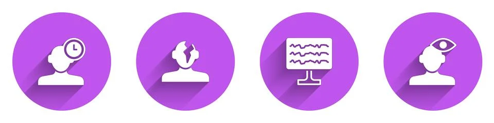 Set Insomnia, Solution problem in psychology, Encephalogram and icon with long Stockillustratie