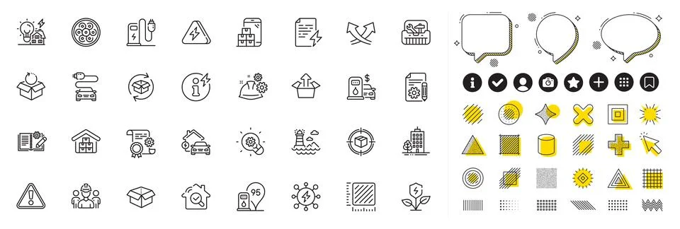 Set of Inspect, Intersection arrows and Building energy line icons for web app イラスト素材