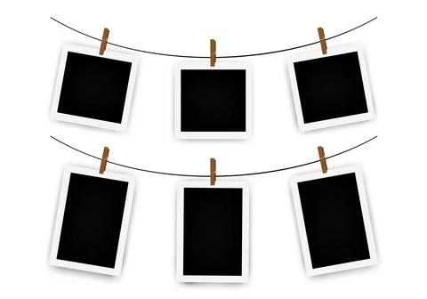 Set of instant photo frame mockups with shadows. Photo album template. Empty  Stock Illustration