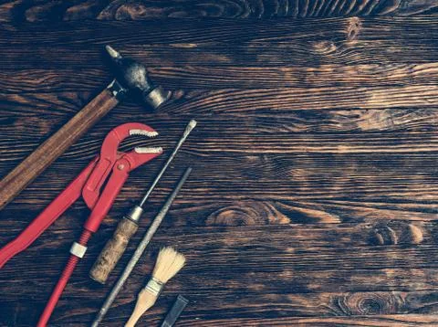 Set of instruments for repairing Stock Photos