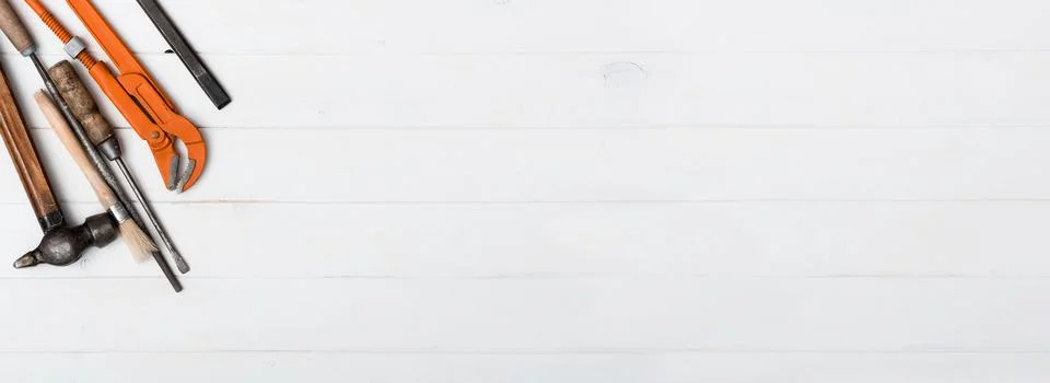 Set of instruments with text space Stock Photos