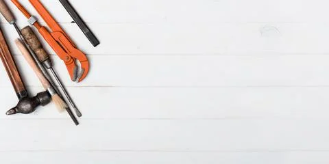 Set of instruments with text space Stock Photos