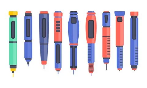 Set of insulin injection pen set collection, Insulin pen syringe. Diabetes .. Stock Illustration