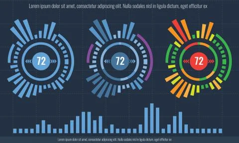Set of Intelligent technology hud interface. Network management data screen with Stock Illustration