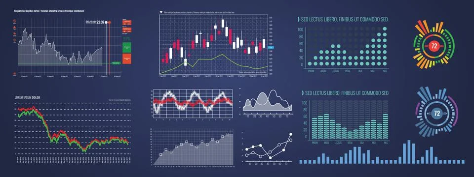 Set of Intelligent technology hud interface. Network management data screen with イラスト素材