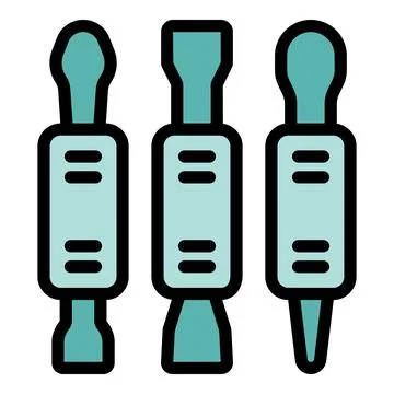 Set of interchangeable screwdriver bits with different tips for precision wor Stock Illustration