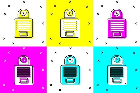 Set Intercom icon isolated on color background. Vector 스톡 일러스트
