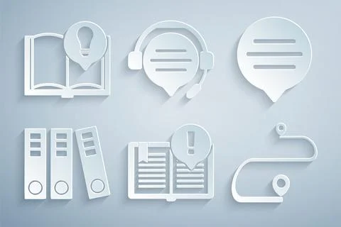 Set Interesting facts, Speech bubble chat, Office folders, Route location, .. Stock Illustration