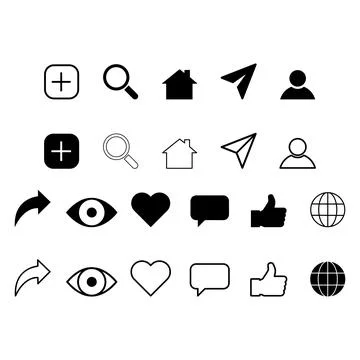Set of Interface buttons for web design, social media icon symbol , vector il Stock Illustration