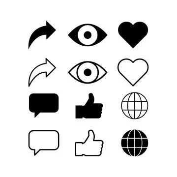 Set of Interface buttons for web design, social media icon symbol , vector il Stock Illustration