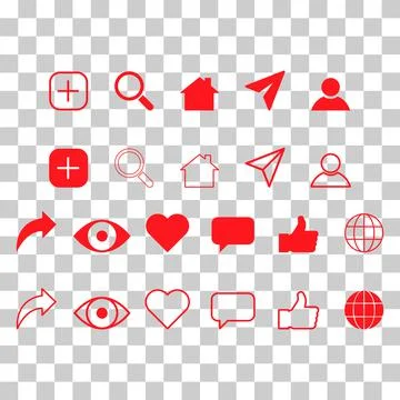 Set of Interface buttons for web design, social media icon symbol , vector il Stock Illustration