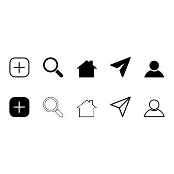 Set of Interface buttons for web design, social media icon symbol, vector ill Stock Illustration