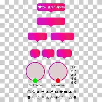 Set of Interface buttons for web design, social media icon symbol , vector il Stock Illustration