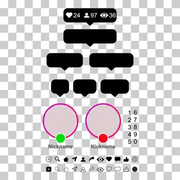 Set of Interface buttons for web design, social media icon symbol, vector ill Stock Illustration